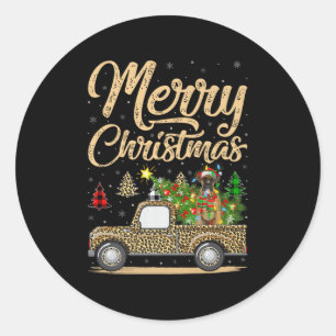 Sticker Rond Chien Boxer Sapin de Noël Léopard Camion Chien Noë