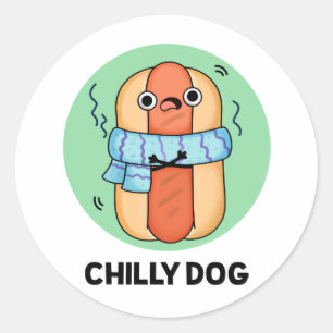 Sticker Rond Chien chéri Funny Chili Hot Dog Pun