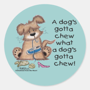 Sticker Rond Chien Chews Chaussures