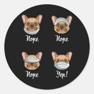 Sticker Rond Chien-chien français Bulldogs masques