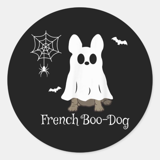 Sticker Rond Chien-chien français Halloween Chien-chien-chien-c (Devant)