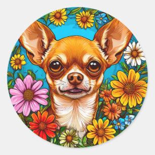 Sticker Rond chien Chihuahua