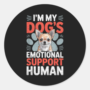 Sticker Rond Chien Chihuahua Soutien Émotionnel Humain