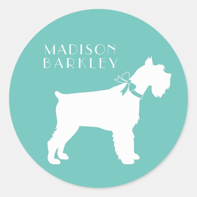 Sticker Rond Chien chiot Schnauzer Miniature (Devant)