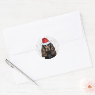 Sticker Rond Chien Cocker Spaniel au Chocolat sur Woof Art Noël