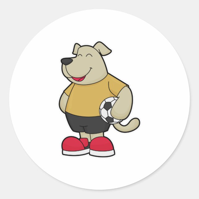 Sticker Rond Chien comme joueur de football avec balle de footb (Devant)