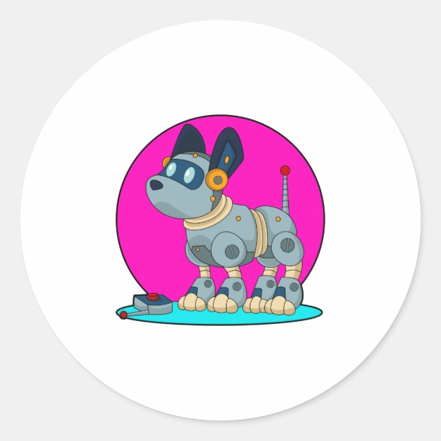 Sticker Rond Chien comme robot (Devant)