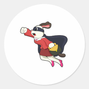 Sticker Rond Chien comme Secrétaire Superhero