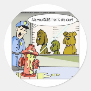 Sticker Rond Chien Contre Borne D'Incendie Cadeaux Drôles Et T-