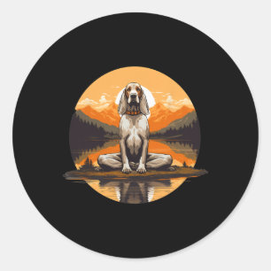 Sticker Rond Chien Coonhound américain anglais Hommes de médita