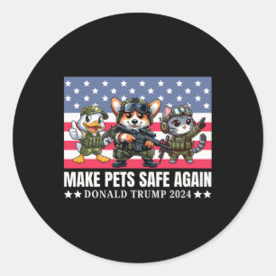 Sticker Rond Chien Corgi Drôle Trump 2025