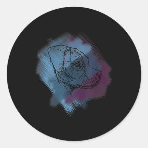 Sticker Rond Chien Cross Hatch - Tatouage d'art en ligne de cou