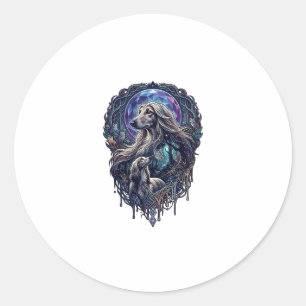 Sticker Rond Chien Crystal Moon Forêt Enchantée_1