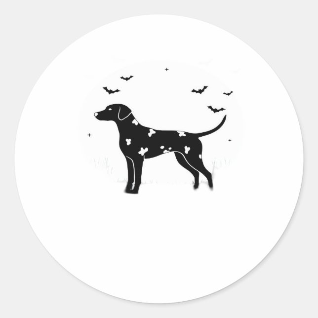 Sticker Rond Chien dalmate - Halloween Lune Silhouette Classic (Devant)