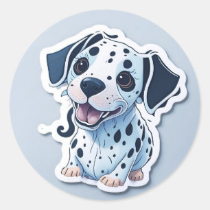 Sticker Rond chien dalmate mignon