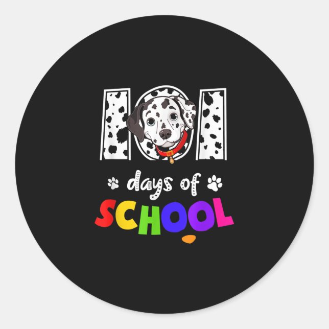 Sticker Rond Chien Dalmatien 101 Jours D'École (Devant)