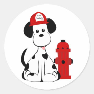 Sticker Rond Chien dalmatien du feu