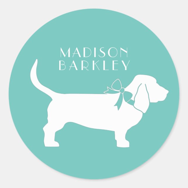 Sticker Rond Chien de Basset Hound Puppy (Devant)
