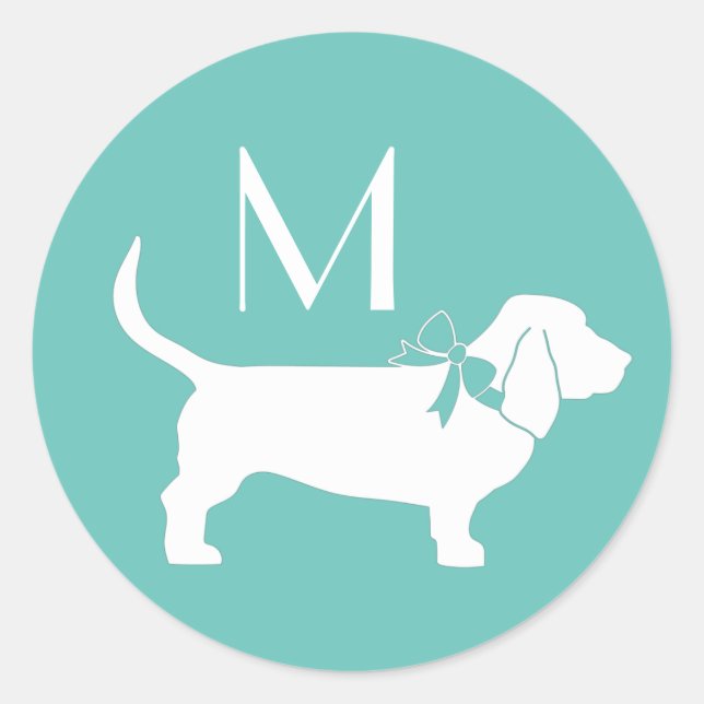 Sticker Rond Chien de Basset Hound Puppy (Devant)