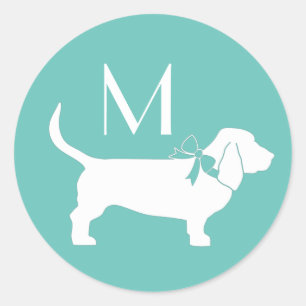 Sticker Rond Chien de Basset Hound Puppy
