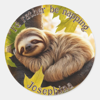 Sticker Rond Chien de bébé paresseux couché sur mesure