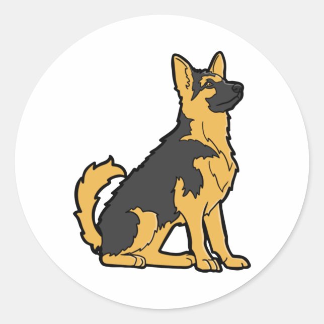 Sticker Rond Chien de berger allemand (Devant)