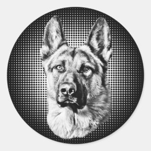Sticker Rond Chien de berger allemand