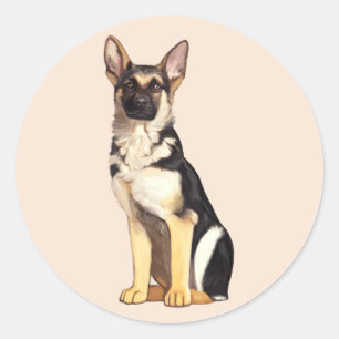 Sticker Rond Chien de berger allemand