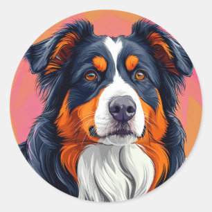 Sticker Rond Chien de berger australien