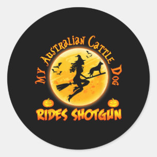 Sticker Rond Chien de berger australien monte en flèche pour Ha