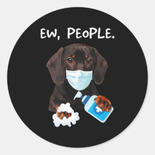 Sticker Rond Chien de berger Ew People Dog Wearing A Face Mask