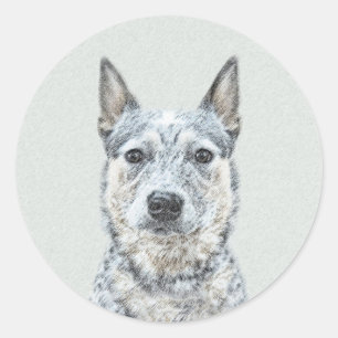 Sticker Rond Chien de bétail australien - Cute Original Dog Art