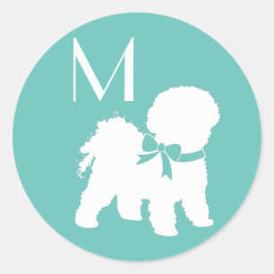Sticker Rond Chien de Bichon Frise Puppy