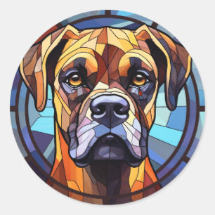 Sticker Rond Chien de boîte en verre doux