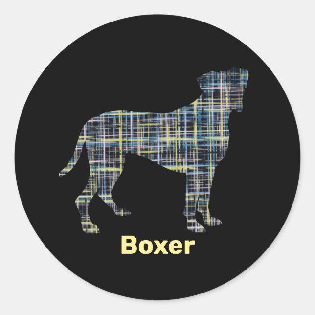 Sticker Rond Chien de boîte Ligne jaune et noire (Devant)