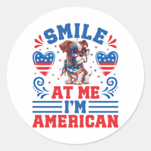 Sticker Rond Chien de boîte patriotique pour 4 juillet
