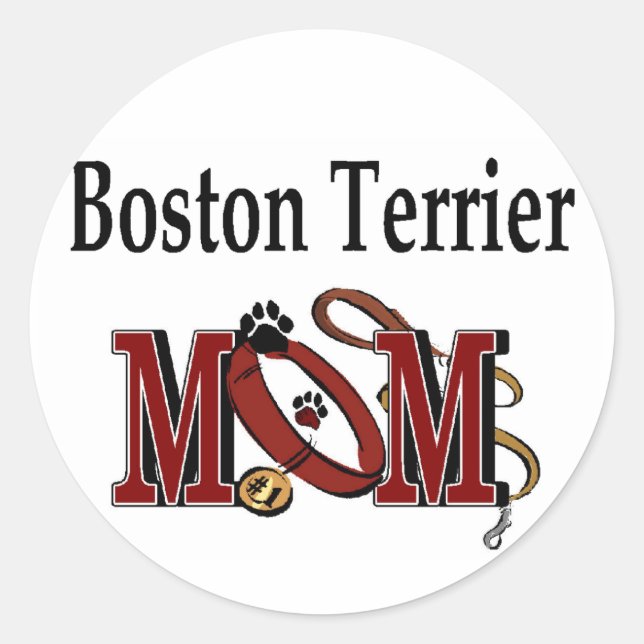 Sticker Rond Chien de Boston MOM (Devant)