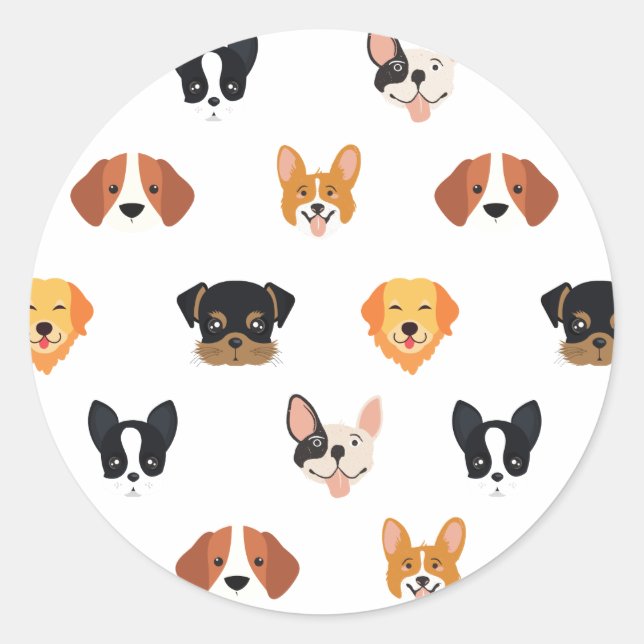 Sticker Rond Chien de Chiens de Chiens mignonnes (Devant)