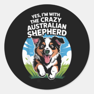 Sticker Rond Chien de compagnie mignon drôle avec l'Australien