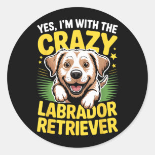 Sticker Rond Chien de compagnie mignon drôle avec le Labrador f