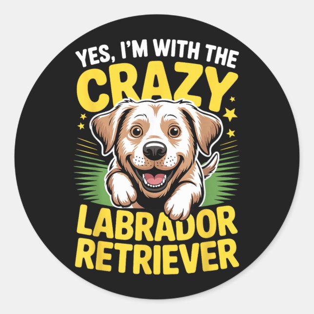 Sticker Rond Chien de compagnie mignon drôle avec le Labrador f (Devant)
