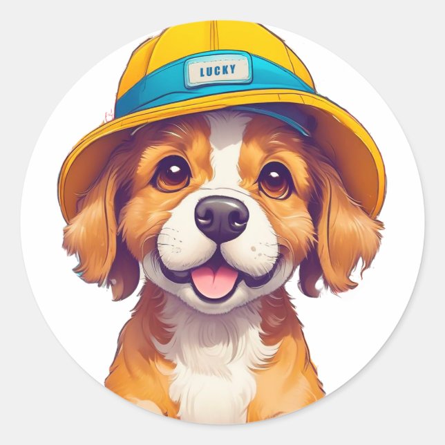 Sticker Rond Chien de dessin animé mignon (Devant)
