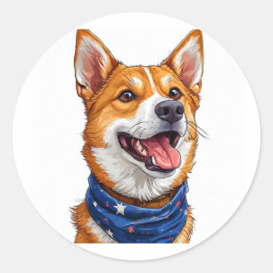 Sticker Rond Chien de dessin animé mignon