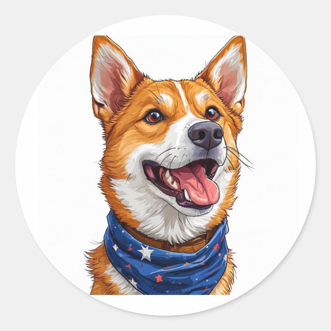Sticker Rond Chien de dessin animé mignon (Devant)