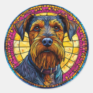 Sticker Rond Chien de dessin animé mignon