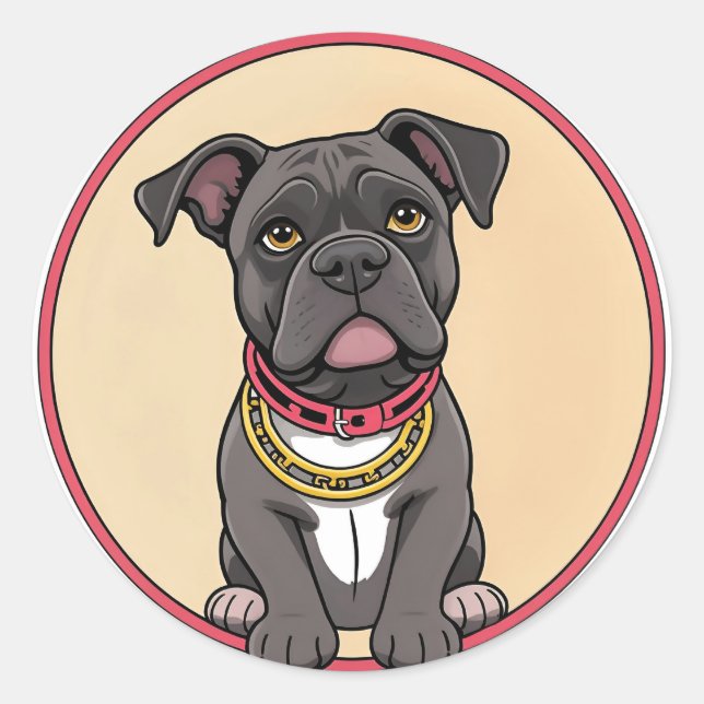 Sticker Rond Chien de dessin animé mignon (Devant)