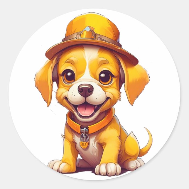 Sticker Rond Chien de dessin animé mignon (Devant)