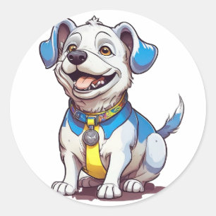 Sticker Rond Chien de dessin animé mignon