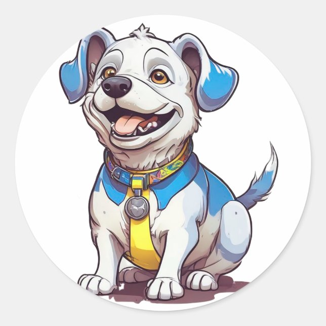 Sticker Rond Chien de dessin animé mignon (Devant)