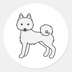 Sticker Rond Chien de dessin animé mignon Klee Kai blanc d'Alas